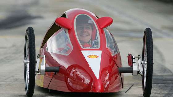 Michael Schumacher testing a ecological race car