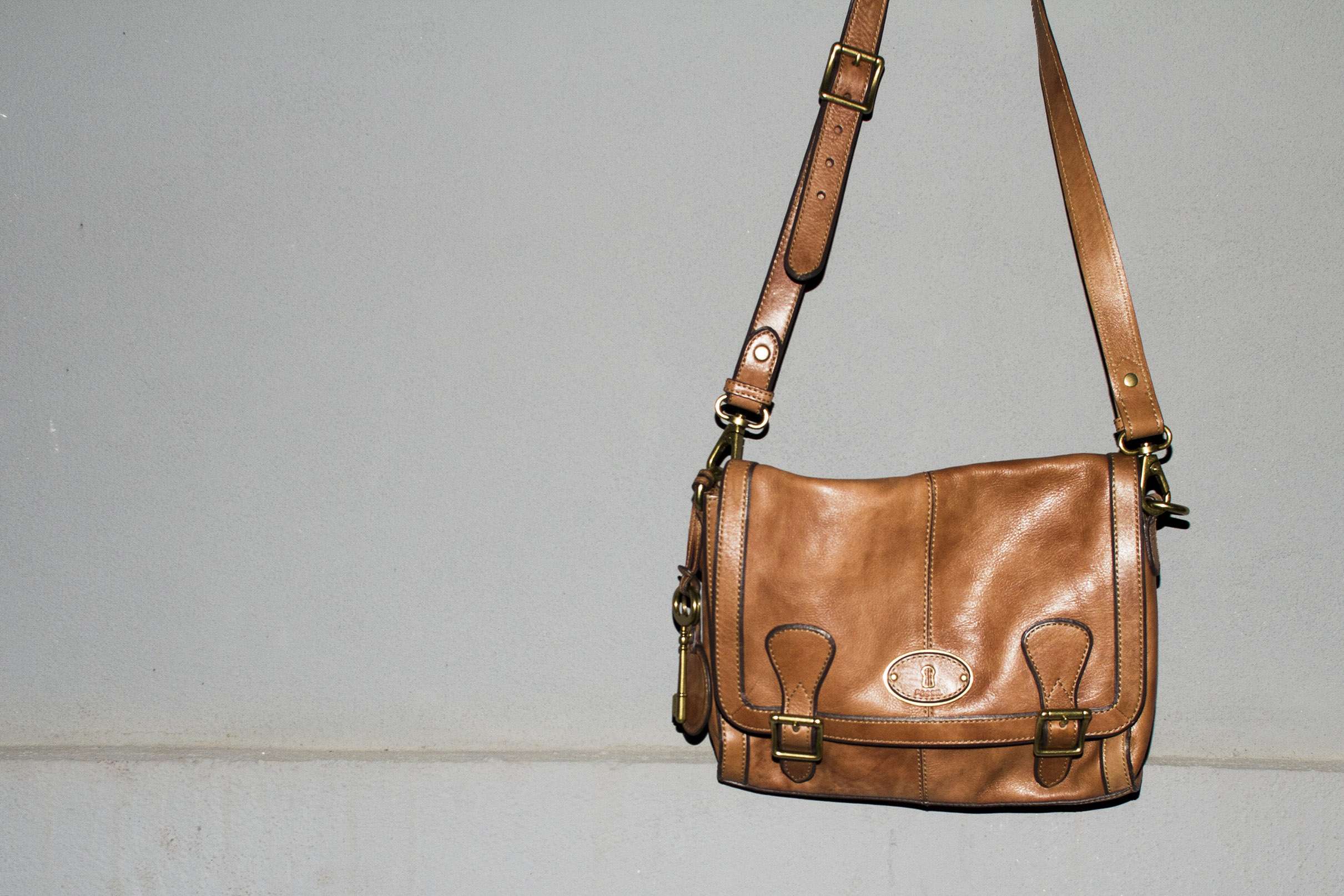 fossil satchel bag leather