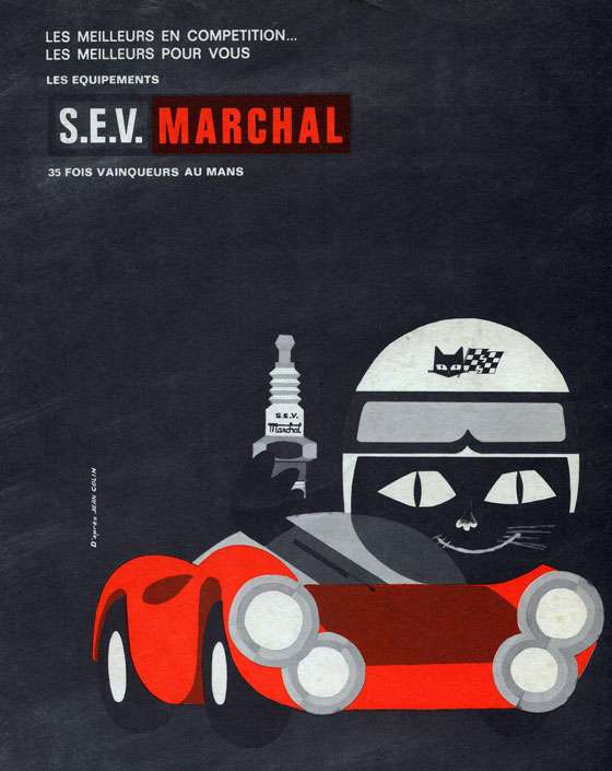 Les meilleurs en competition... les meilleurs pour vous. Les equipements S.E.V. Marchal. 35 fois vainqueurs au Mans.